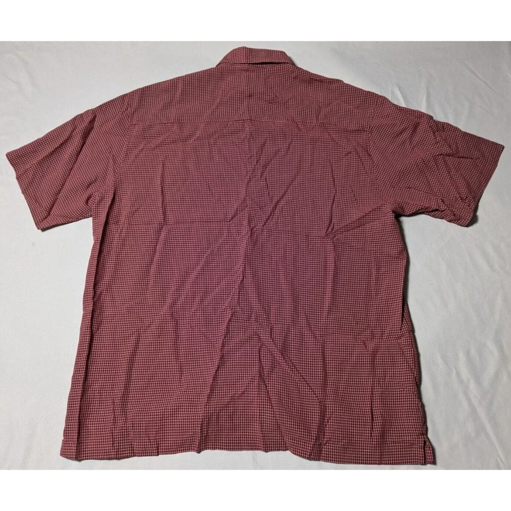 QUIKSILVER Men Large Red‎ Mini Check Nylon Blend Button-Up Shirt